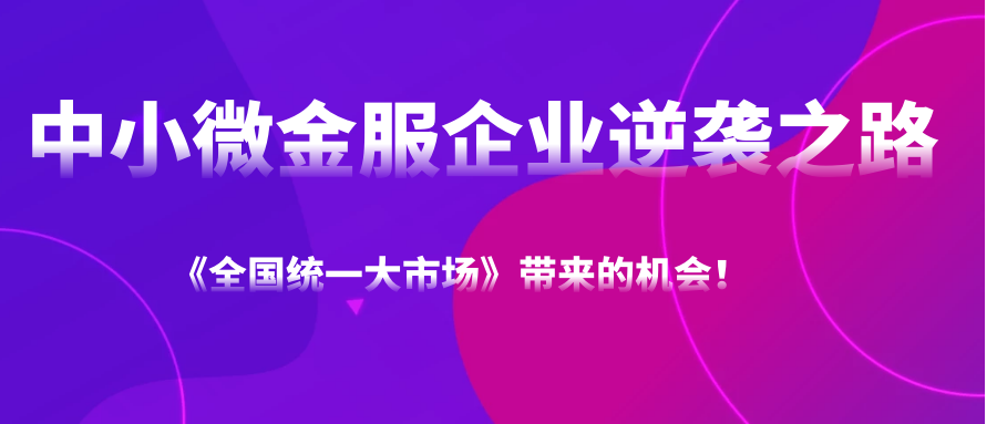 全国统一大市场--中小微金服行业的逆袭机会